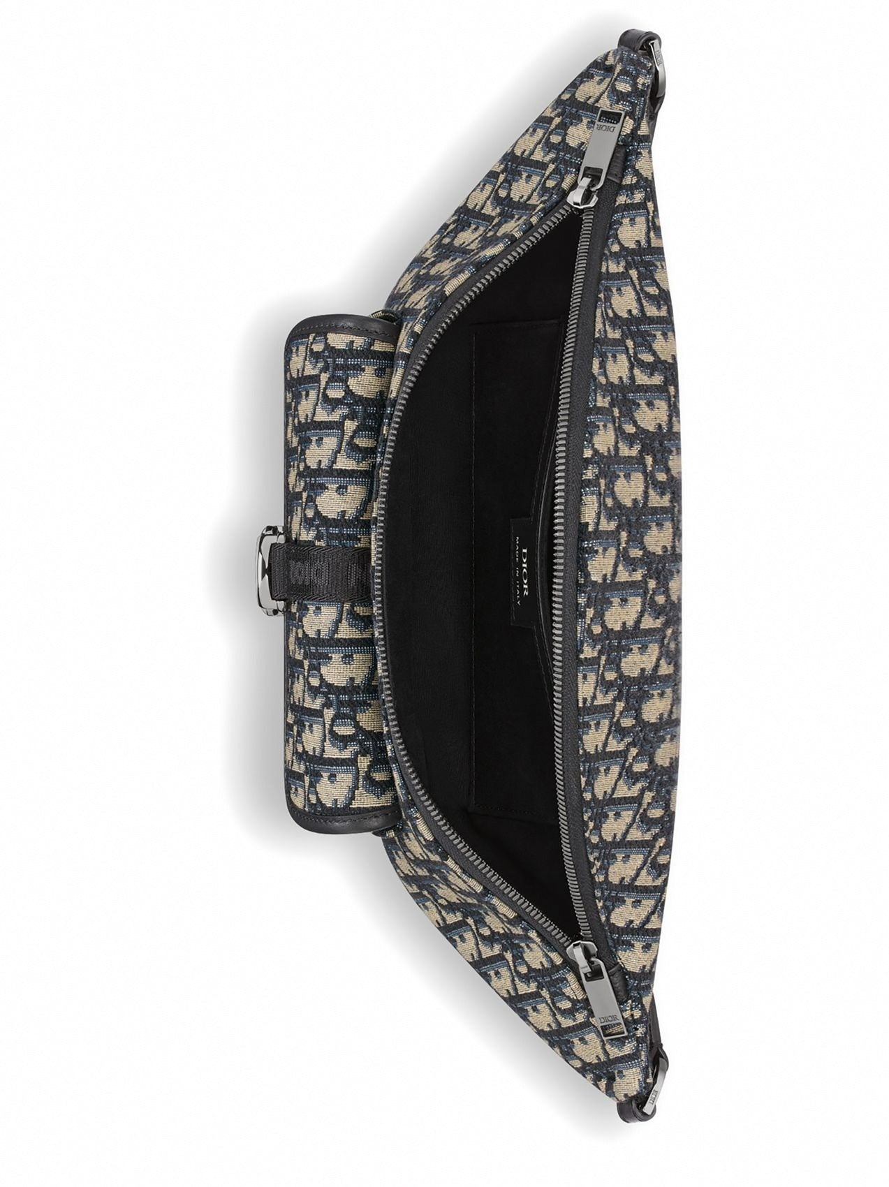 Saddle Oblique Jacquard Belt Pouch in Beige and Blue